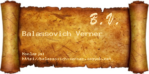 Balassovich Verner névjegykártya